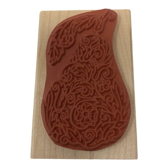 Rubber Stampede Ornate Pear Wood Mounted Rubber Stamp Nature Fruit Crafting - Picture 2 of 4